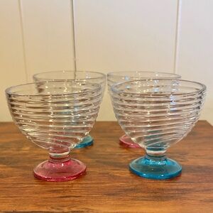 Colorful Glass Dessert Bowls Set of 4